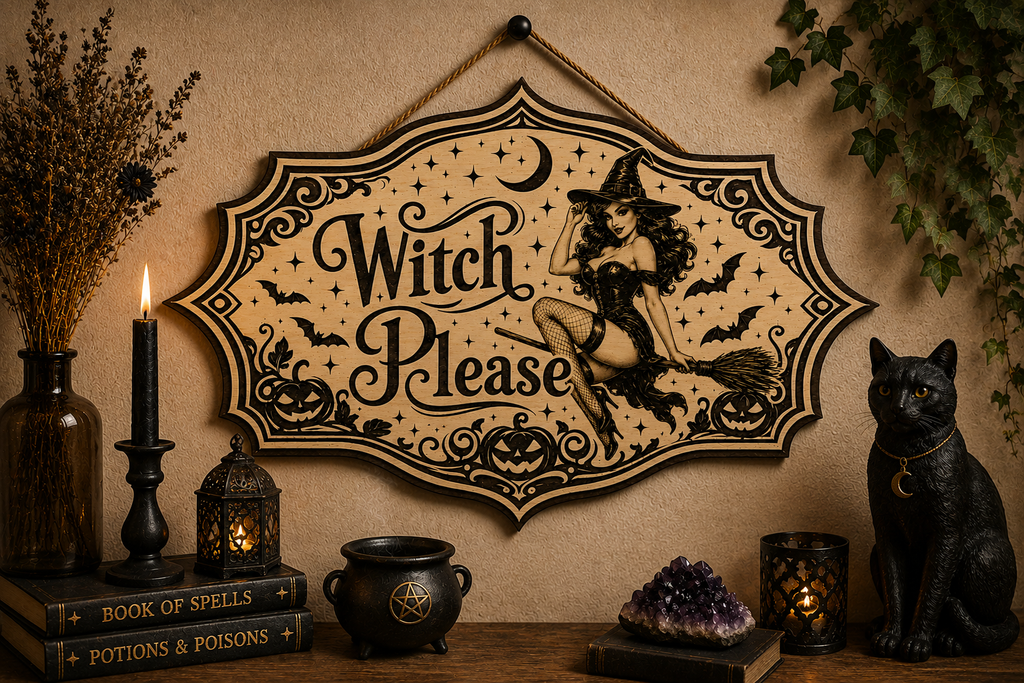 Witch please wooden sign