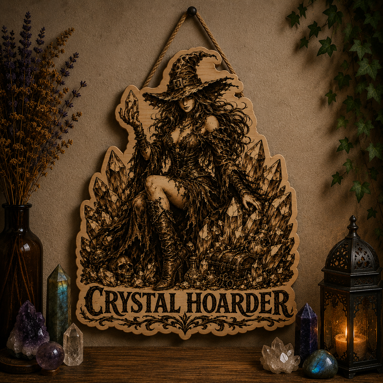Crystal hoarder wooden sign