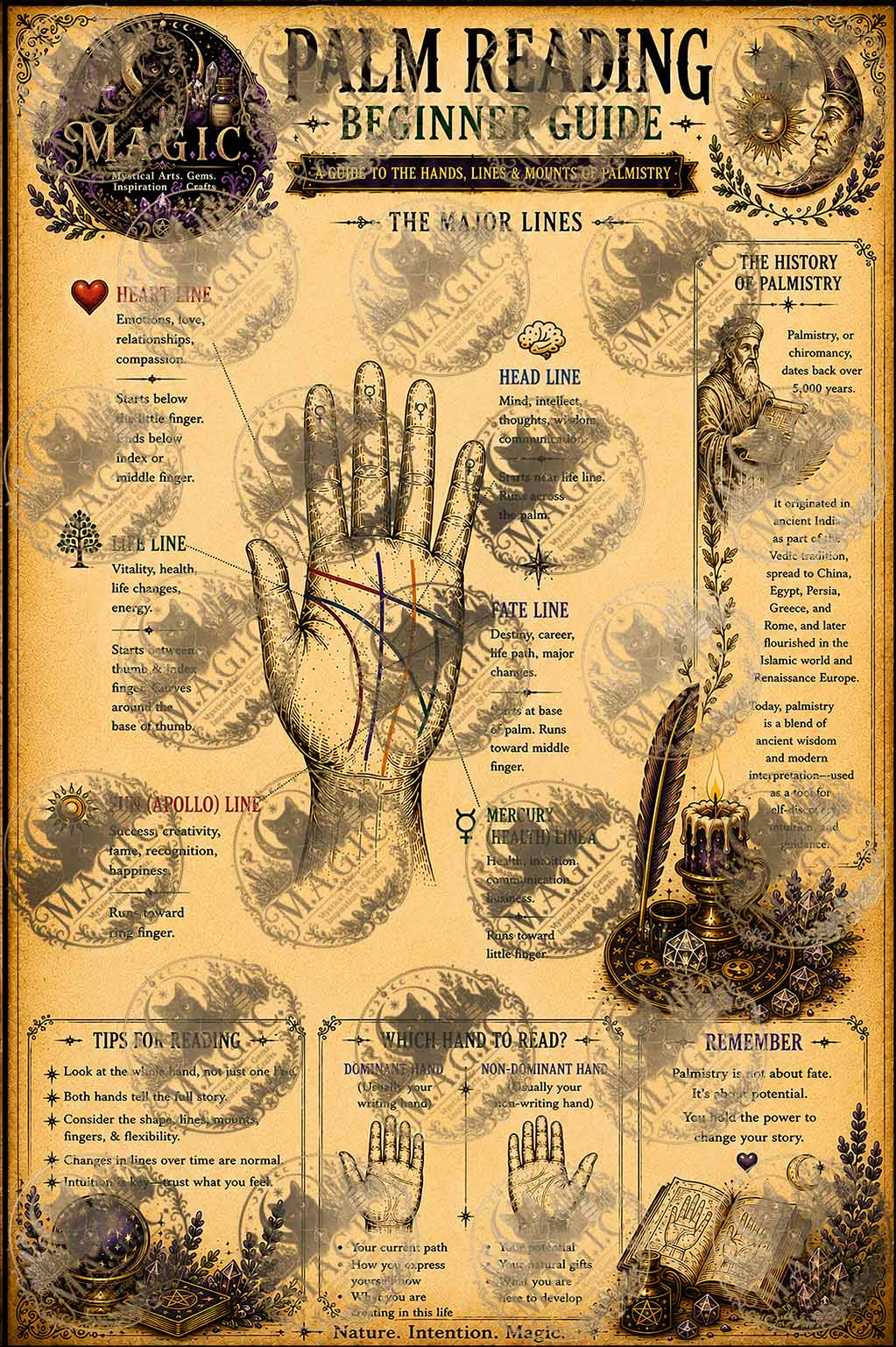 Palmistry beginner guide sheet