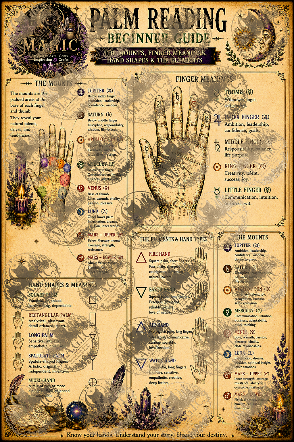 Palmistry beginner guide sheet