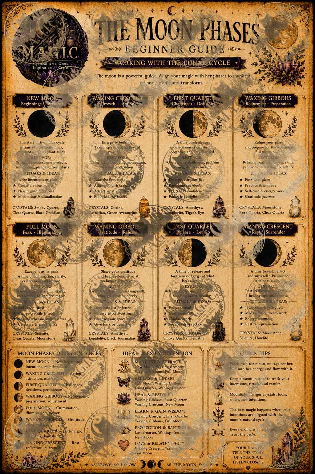 The moon phases sheet